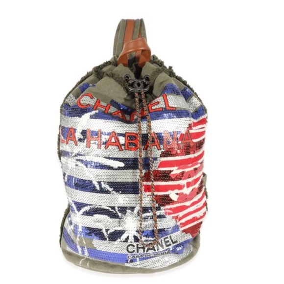 Chanel Green Sequin Canvas Cuba La Habana Backpack - Picture 5 of 8